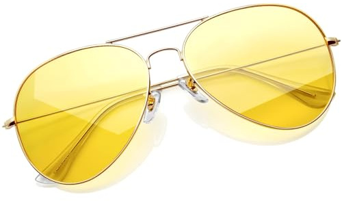 KANASTAL Night Driving Glasses Mens Yellow Tinted Anti Glare Metal UV400