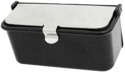 A ABSOPRO Portacenere per Auto Adesivo con Coperchio in Metallo, Plastica Nera e Argento