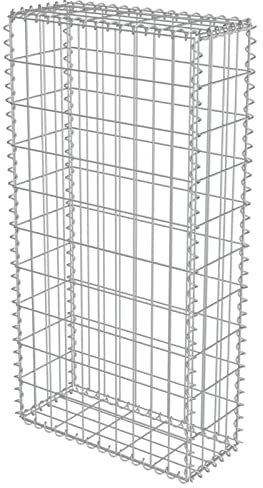 Kavolet Gabionen Gabionenwand mit Abdeckung, Steingabionen Steinkorb, Gabionenwand, Drahtkorb Mauer Säule Säulen 50×20×100 cm Verzinkter Stahl