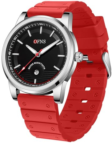 Forrader Montre à quartz analogique pour homme - Étanche jusqu'à 5 ATM - Pour sports de plein air - Avec lumière/date/antichoc/chronographe - Cadeau, Rouge