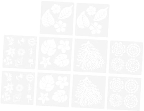 BELLIFFY 10stücke Schablonen Blaetter Wiederverwendbare Kunststoffschablonen Diy Vorlagen Aushöhlungsschablone Wandmalerei Blumenmuster Werkzeug Für Stempeln Papierschneiden