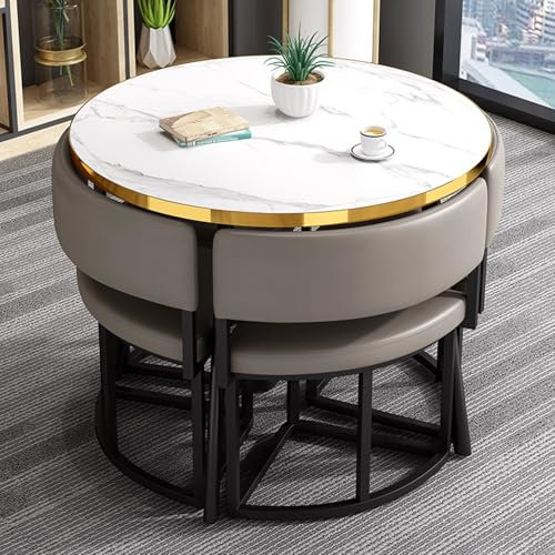 Modernes kleines Konferenztisch-Set mit Stühlen, Empfang, Verhandlung, Büromöbel, Business, Couchtisch und Stühle, platzsparend, Freizeittisch-Set (Grau)