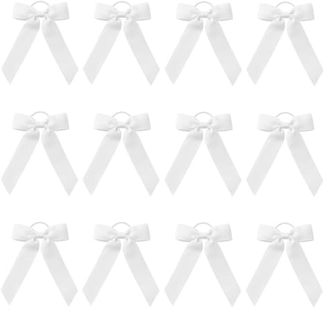 12stk Haarschleifen im College-Stil mit Pferdeschwanzhalter, Haarschleifen aus Schleifenband Cheerleading-Schleifen Haarschleifenbänder für Frauen Mädchen Cheerleading Haar-Accessoires (Weiß)