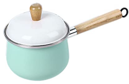 HAODUOO Sartén Esmaltada con Tapa, Cacerola Pequeña, Lechera, Cacerolas for Placas De Inducción, for Leche, Gachas De Avena-Verde Claro-1000ml Tarros De 35oz