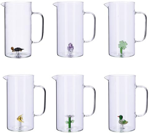 1 Pezzo Brocca Caraffa in Vetro con Figura 3D 1,2 Litri 6 Modelli