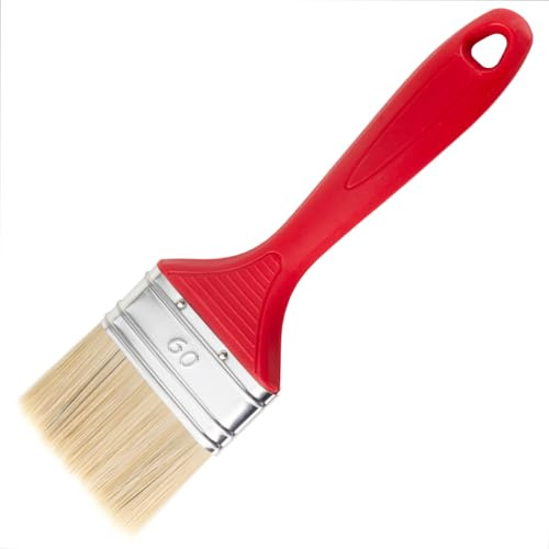 Flachpinsel | Malerpinsel | mit rot Kunststoff-Griff | (1 Stück, Bürstenbreite: 60 mm)