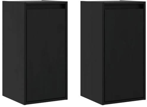 HEFZGDB Wandschränke 2 STK. Schwarz 30x30x60 cm Massivholz Kiefer Wand Regale Schweberegale Regalboden Floating Shelves für Schlafzimmer Küche Wohnbereich Badezimmer