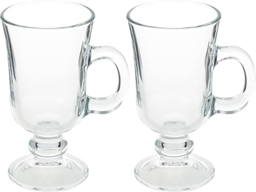 RIXI Set of 2 Irish Coffee Cups By Pasabache in Glass Tall Coffee Mugs | Elegant tall glass coffee mugs ideal for Irish coffee, lattes and hot drinks. Durable design for home, cafés and entertaining