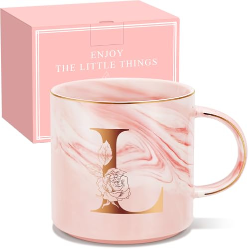 Uwingess Personalized Gifts for Women Coffee Mug, Initial Customized Gift Monogrammed A-Z Coffee Mug 12 OZ, Christmas Anniversary Birthday Gifts for Women Mom Grandma Friend Sister Wife(L)