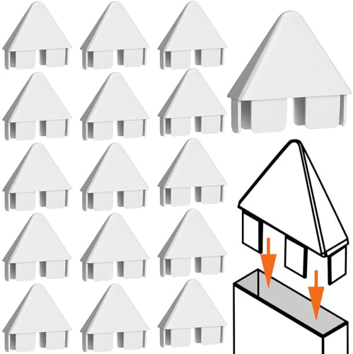 Pelopy Vinyl Picket Fence Caps 7/8 x 3 Vinyl Picket Fence Parts White Post caps for Outdoor Garden (16 Packs,Pointed Style)