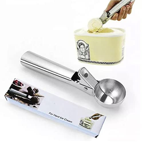 Scoop de crème glacée, cuillère à arc de crème glacée en acier inoxydable portable avec gâchette pour yogourt glacial biscuit de fruits de bricolage Gelatos Sundaes Home Hotel
