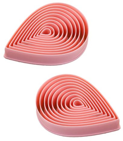 DUODIAs20 Pcs Flower Cookie Cutter Rose Petal Polymer Clay Cutters Cake Cutter Raindrop Cookie Cutter Flower Petal Fondant Teardrop Shaped Mold Baking Tools for Wedding, Birthday Cake Decorating, Pink