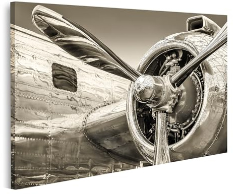 islandburner Bild auf Leinwand Altes Flugzeug Propeller und Motor Detailaufnahme Bilder Wandbilder Poster