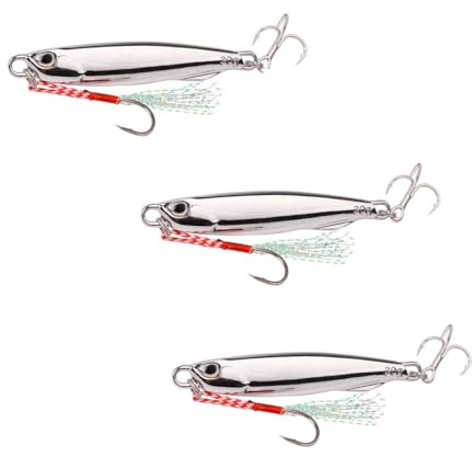 3PCS Sea Fishing Lures Set – Metal Spinners and Spoons for Mackerel, Bass, and Saltwater Use, Sequins, and Metal Jigs, Treble Hooks, Hard Baits, Ideal for Sea, Shore, and Boat Fishing (sliver)