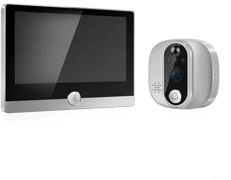 wenyouya Cámara de mirilla de puerta IPS Wi-Fi de 4.3 pulgadas, 1080P HD con gran angular de 137°, alertas de movimiento, control de voz, conversación bidireccional, duración prolongada de la batería