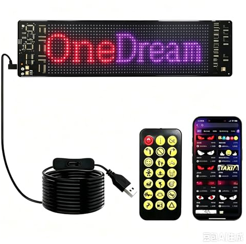 Programmable LED Sign 15''*4'',16 * 32 dot,Holiday Electronic Sign, APP Control, Text Pattern Animation Customizable, High Bright, Bluetooth 5, Business, Advertising,Holiday digital,Festival LED
