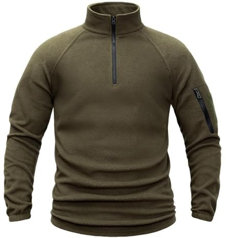 Generisch Pull en polaire pour homme - Demi-fermeture éclair - Pull en polaire - Pull de sport - Pull de travail - Pull chaud d'hiver - Chasse - Manches longues - T-shirt fonctionnel d'hiver - Veste