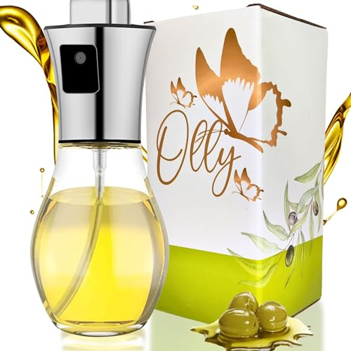 GP Group OLLY Pulverizador Aceite Spray Cocina (200ml) – Botella Cristal Redonda Ergonómica – Spray Niebla Fina para Freidora de Aire (Air Fryer) – Dosificador Aceite y Vinagre Diseño Moderno