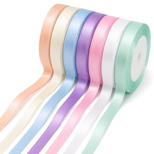 Geschenkband 14 Rollen, Satinband Bunt 10 mm x 20 m Schleifenband Stoffband