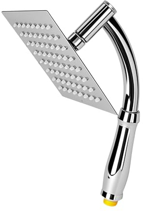 Rzspher Soffione a pioggia quadrata da 20 cm, soffione doccia a cascata con braccio rimovibile, testa a mano ad alta pressione in acciaio inox con Nozzle Self Cleaning