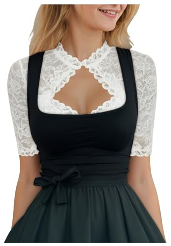 Dirndl Damblus, dirndlblus, vit traditionell blus, vingärmar, dirndlblusar, traditionella dirndlblusar, Oktoberfest kostym, elegant spetsblus, spets, dirndlblus, traditionell blus, Vit, XXL