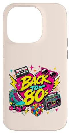 Back to 80s Nostalgia Roller Skate Boombox Cassette Tape Années 80 Coque pour iPhone 14 Pro