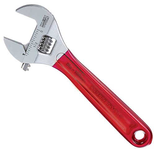 KLEIN TOOLS D507-6 Adjustable Wrench, Extra Capacity Jaw Forged Drive Wrench with High Polish Chrome Finish, 6-1/2-Inch