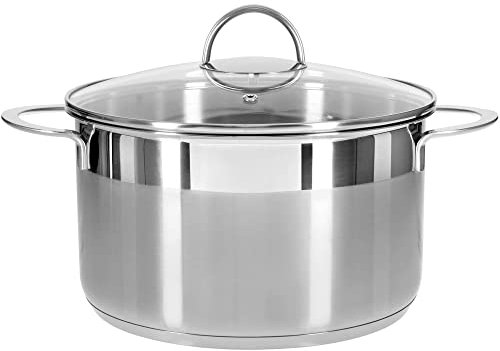 GRÄWE Kochtopf inkl. Glasdeckel, 5 l, Spülmaschinengeeignet, Topf für Induktion, groß, Edelstahl, Ø 24 cm, Serie Pro-Line