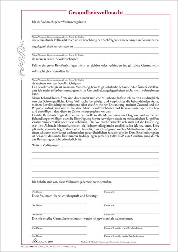RNK 2890 - Gesundheitsvollmacht, mit 3 Vollmachtsformularen