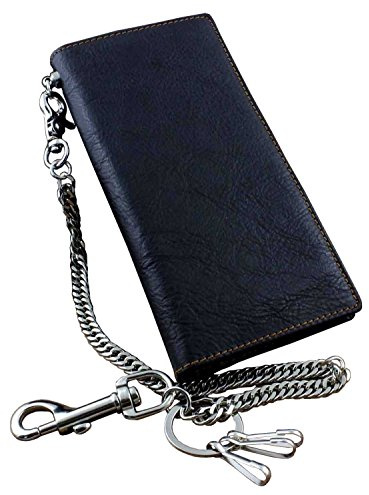Real Leather Mens Biker Card/Money Long Wallet Purse W/Jeans Key Chain