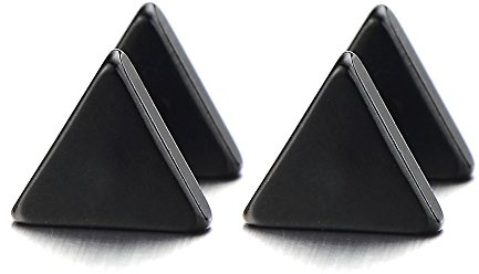 5MM Nero Triangolo Orecchini da Uomo Donna. Finto Dilatatore Fake Plug. Acciaio Inossidabile. 1 Paio