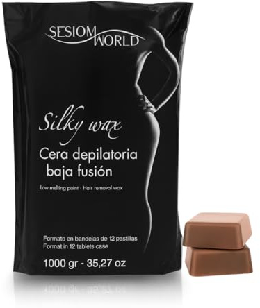 Sesiomworld Cera Depilatoria de Baja Fusión Chocolate con Cacao Bandeja 1 Kilo 1 Unidad 1000 g
