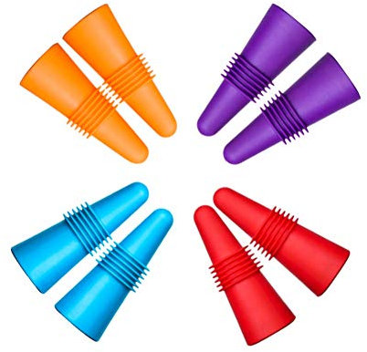 8 Stück Weinstopfen, CNYMANY Wiederverwendbarer Silikon-Getränkeflaschen-Versiegelungsersatz mit Griffoberseite, damit Korken den Wein frisch hält - Rot, Blau, Orange, Lila