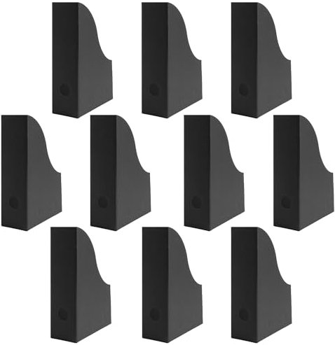 10 x PresentFill® Stehsammler Schwarz Zeitschriftensammler Stehordner für DIN A4 Format aus umweltfreundlichen 100% Recycling Karton - Made in Germany für Schreibtisch, Archiv und Aufbewahrung