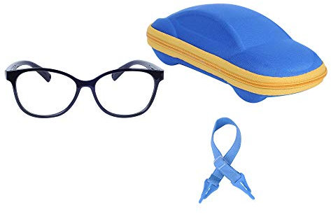 Kinder Brille Blaulichtfilter Ohne Stärke UV Blockieren TR90 Brillenfassungen für Jungen und Mädchen + Einstellbare Brillenband + Brillenetui