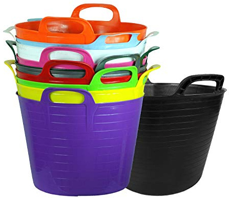 40L 40 Litre Large Robust Flexi Tubs - Set of 3 - Mixed Assorted Colours Randomly Picked - Multi Purpose Flexible Rubber Storage Container Buckets