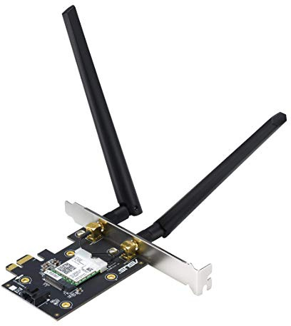 ASUS PCE-AX3000 WiFi 6 (802.11ax) Adapter with 2 external antennas. Supporting 160MHz for total data rate up to 3000Mbps, Bluetooth 5.0, WPA3 network security, OFDMA and MU-MIMO