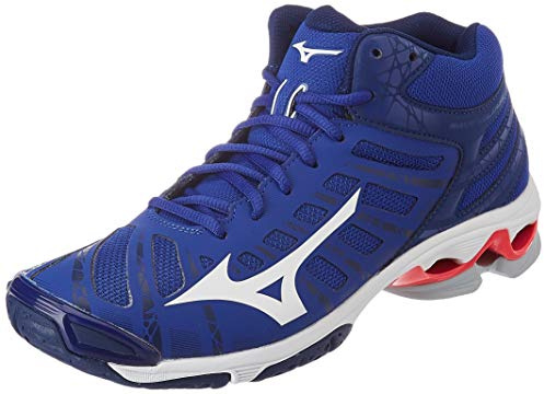 Mizuno Wave Voltage Mid, Vuxen Unisex Volleybollskor Unisex, Reflex Blue C Vit Divapink, 44 EU