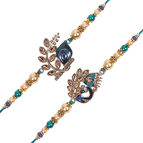 Riddhika Ventures (K2K3) Rakhi för broder med gratulationskort, Rakhi-tråd, Rakhi-gåvor till bror, syster, Bhaiya, Bhabhi, för indiska Rakhi Raksha Bandhan-festivalen (set med 2)
