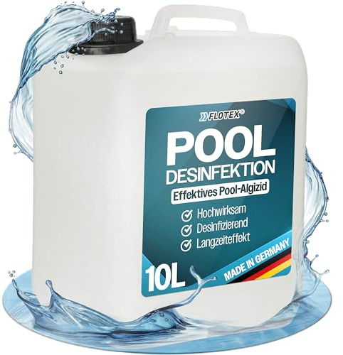 Flotex® Pooldesinfektion 2x10L - Flüssiges Algizid für Pool I Pool Algenvernichter mit Klareffekt | Algenvernichter Pool | Desinfizierendes Reinigungsmittel gegen Algen