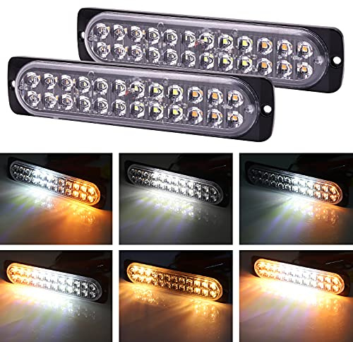 Feux de Penetrations LED, D'urgence Lumières Stroboscopiques Voyants D'avertissement Bar 12V 24V Feux Stroboscopique 18 Mode pour Voiture Camion Remorque Caravane (Jaune&Blanc&Jaune)
