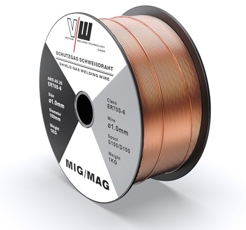 Gasskydd, skyddsgas, svetstråd, stål ER70S-6, 1 styck 1 kg, D100 rulle MIG MAG/storlek 1 mm/universellt användbar av Vector Welding