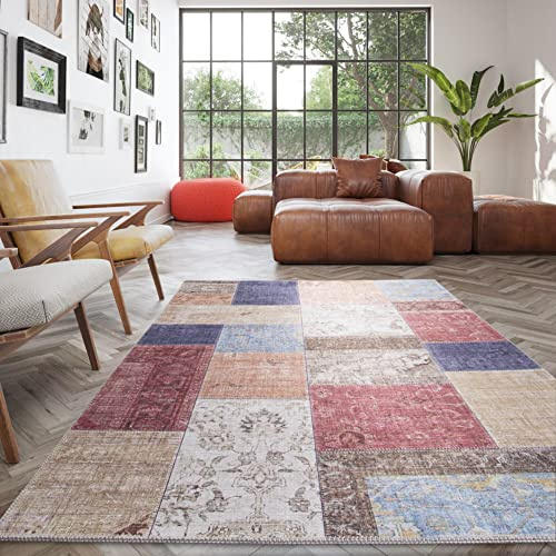 BALTA Tappeto Stampa Design Tradizionale Vintage Multicolor per Interni - Soggiorno - Camera da Letto Tappeto 160 x 230 cm, Patchwork, Tessuto a macchina 100% poliestere, 160 x 230 cm, Multicolor