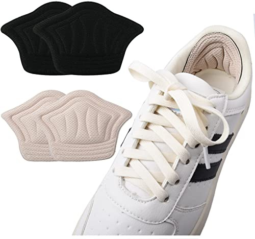 2 Paires Coussinets de Coussin pour Chaussures Trop Grandes, Coussinets de Talon Auto-Adhésif Semelles, Protection du Talon Contre les Ampoules, Convient à Toutes Les Chaussures(10mm,Noir +Khaki)
