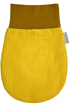 KraftKids Strampelsack Waffel Piqué mustard für den Frühling/Sommer aus Musselin Baumwolle in zwei Größen erhältlich