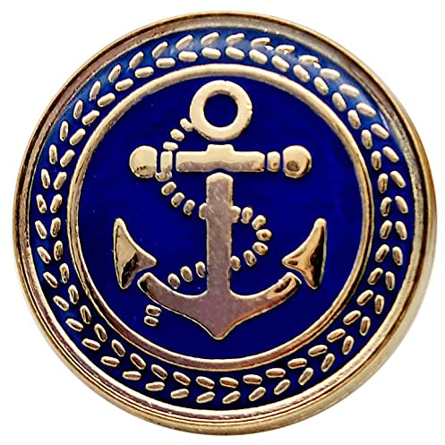 Goldgöre 5 maritime Metall Knöpfe blau gold mit Anker mit Öse zum Annähen 25 mm