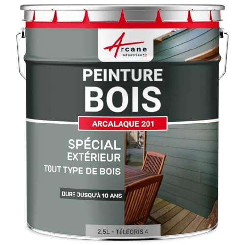 Peinture Bois Extérieur et Intérieur Microporeuse 2.5 L Telegris 4 | S'Applique sans Primaire, Microporeuse, Laisse Respirer le Bois, Résiste aux Uv, Fort Pouvoir Couvrant - Arcane Industries