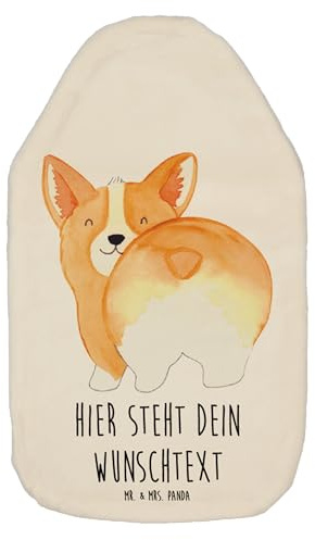 Mr. & Mrs. Panda Personalisierbare Wärmflasche Corgi Po - Weiß