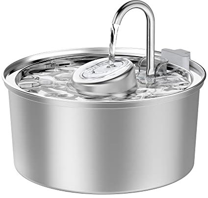 3.2L Fuente para Gatos de Acero Inoxidable KOOGMOON - Bebedero Automático con Bomba Silenciosa y Diseño del Grifo para Múltiples Mascotas