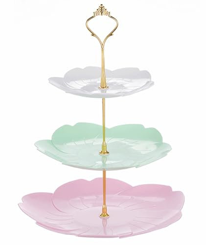 Alzata per cupcake a 3 livelli, in plastica, multiuso, per matrimoni, compleanni, feste di Natale e baby shower (rotondo)